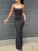 2026 solid color going out casual sleeveless high waist slim fit suspender sexy dress women's long skirt