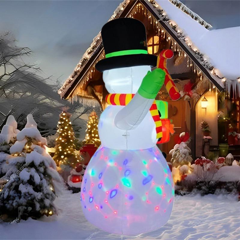 Inflatable Toy Cane Gift Snowman Christmas Inflatable Model Luminous Inflatable Model Christmas Atmosphere Decoration Model