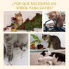 Cat Tower with Platforms, Houses, Play Mouse, Scratching Posts and Covered in Plush 48x48x100 cm Grey