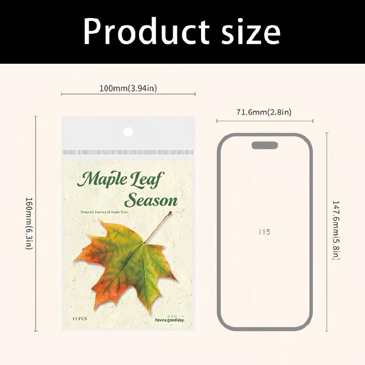 Leaf Inspired Sticker Waterproof Adhesive PET Sticker for Journal Notebook Phone Scrapbooking Decoration Supplies