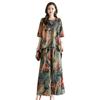 2024 Sommer Damen Retro Print Zweiteiliger Anzug: Modische Bluse mit lockerer Passform und Hose mit weitem Bein
