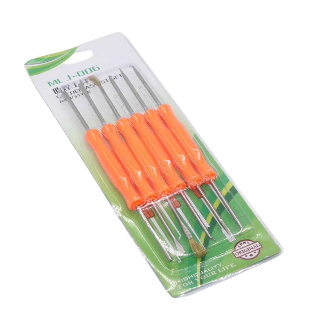 

6-in-1 Soldering Tool Set: Brush, Scraper, Hook, Fork, Double-Ended Brush for Welding & Mobile Phone Repair