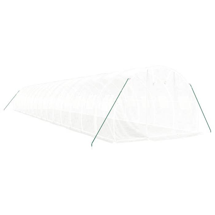 VidaXL Serre avec cadre en acier blanc 48 m² 16x3x2 m, polytunnel, serre à cadre froid, serre pour tomate, serre de jardin, 3188056