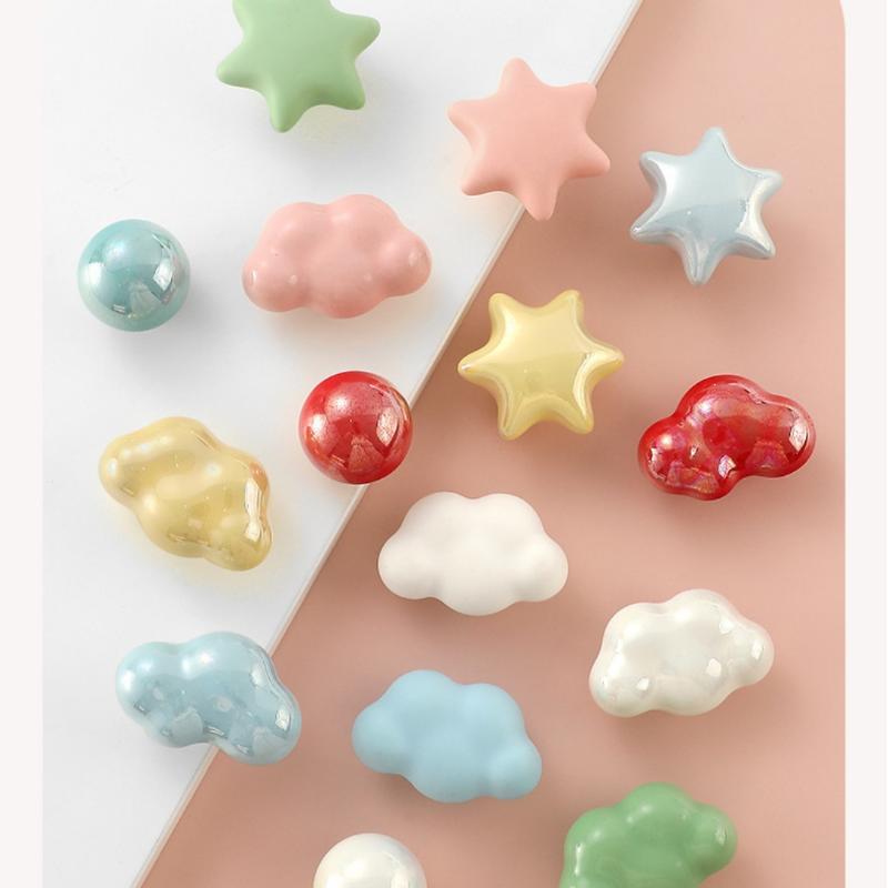 Manopole per Mobili a Forma di Nuvola in Ceramica Finitura Madreperla Iridescente Pomelli Colorati per Cameretta Bambini Armadio da Cucina Comodino Guardaroba
