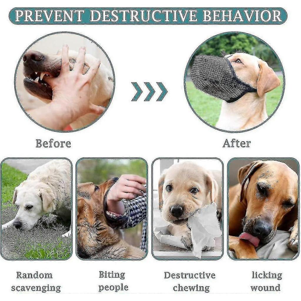 Dog Muzzle With Adjustable Straps, Soft Mesh Covered Muzzles For Small Medium Large Dogs S05