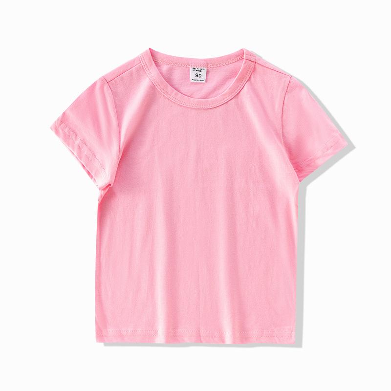 Summer Children's Short-sleeve White T-shirt Tops Kids Girl T-shirt Top Summer Thin Style Plain Color Boy Clothing