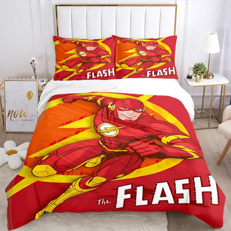3pcs Flash superhero Cover Set,Soft Comfortable Duvet Cover,Guest Room (1*Duvet Cover + 2*Pillowcases, Without Core) yy251024048