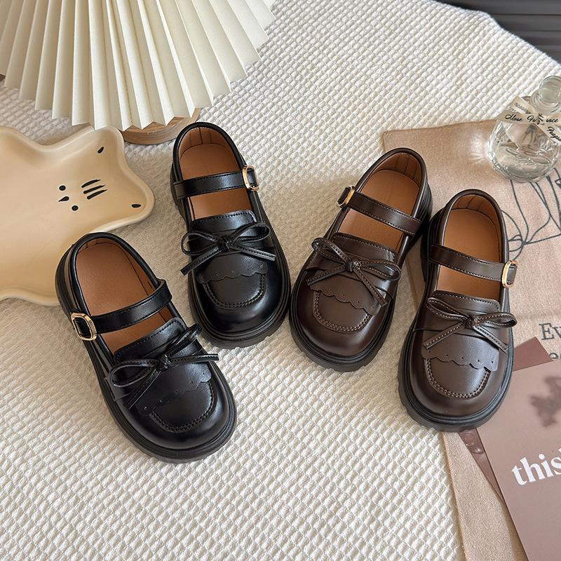Girls' Princess Shoes 2025 New Spring and Autumn Children's Small Leather Shoes Soft Sole Medium and Older Children's Shoes Black Loafers Single Shoes