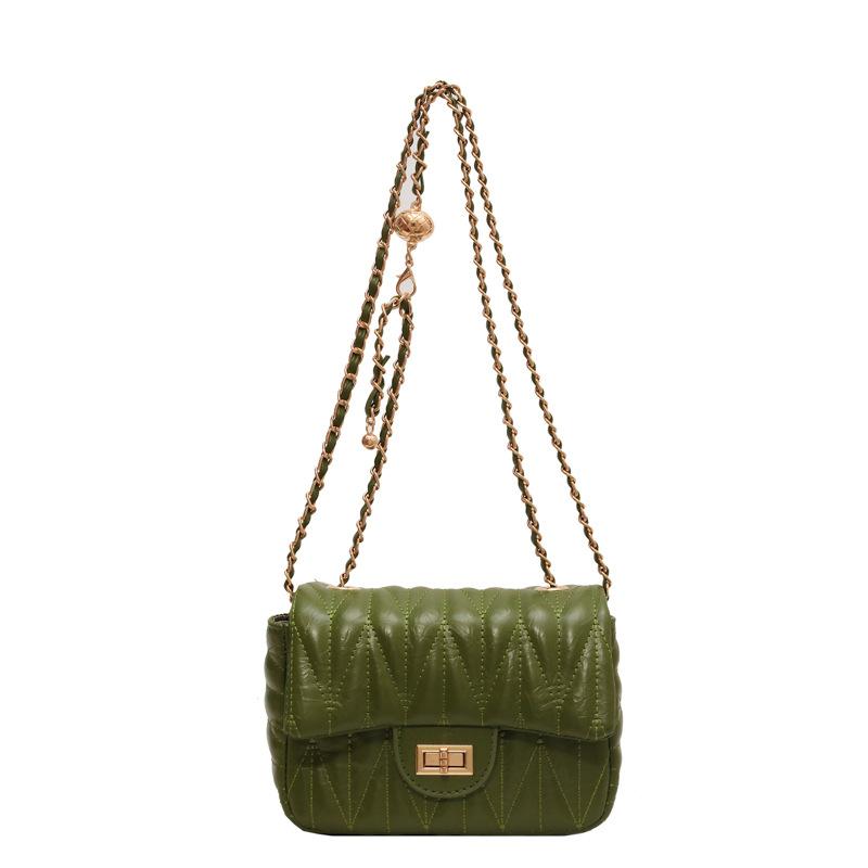

Модное ромбовидное цепочное плечо, нишевый дизайн, маленькая сумка, женская новая, женская простая, трендовая, модная сумка-мессенджер зелёный