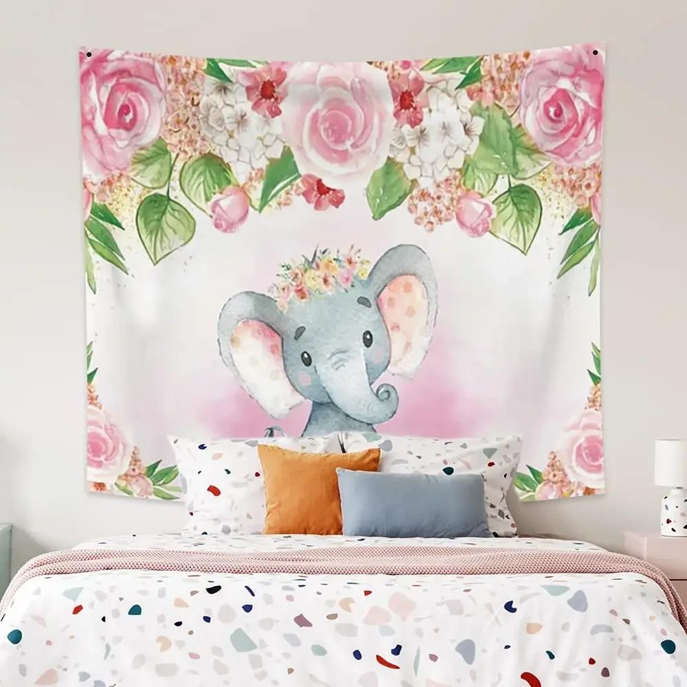Милый мультяшный гобелен со слоном — фото 4