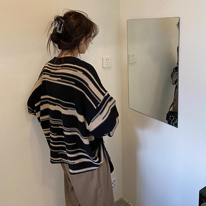 NOI Punk gotic cu dungi cu mânecă lungă pulover mozaic liber Hip Hop Retro oversize pulover Pulover tricotat casual