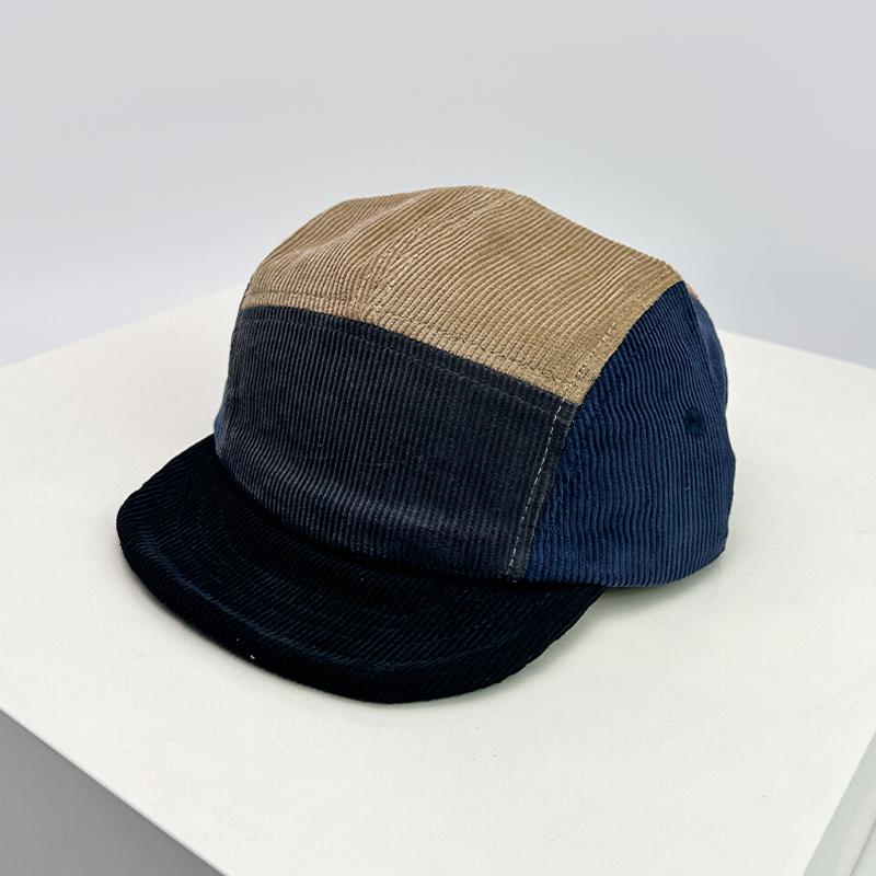 New Unisex Retro Embroidery Color Block Baseball Hats Corduroy Breathable Simple Sunshade Peaked Caps Versatile Fashion Street