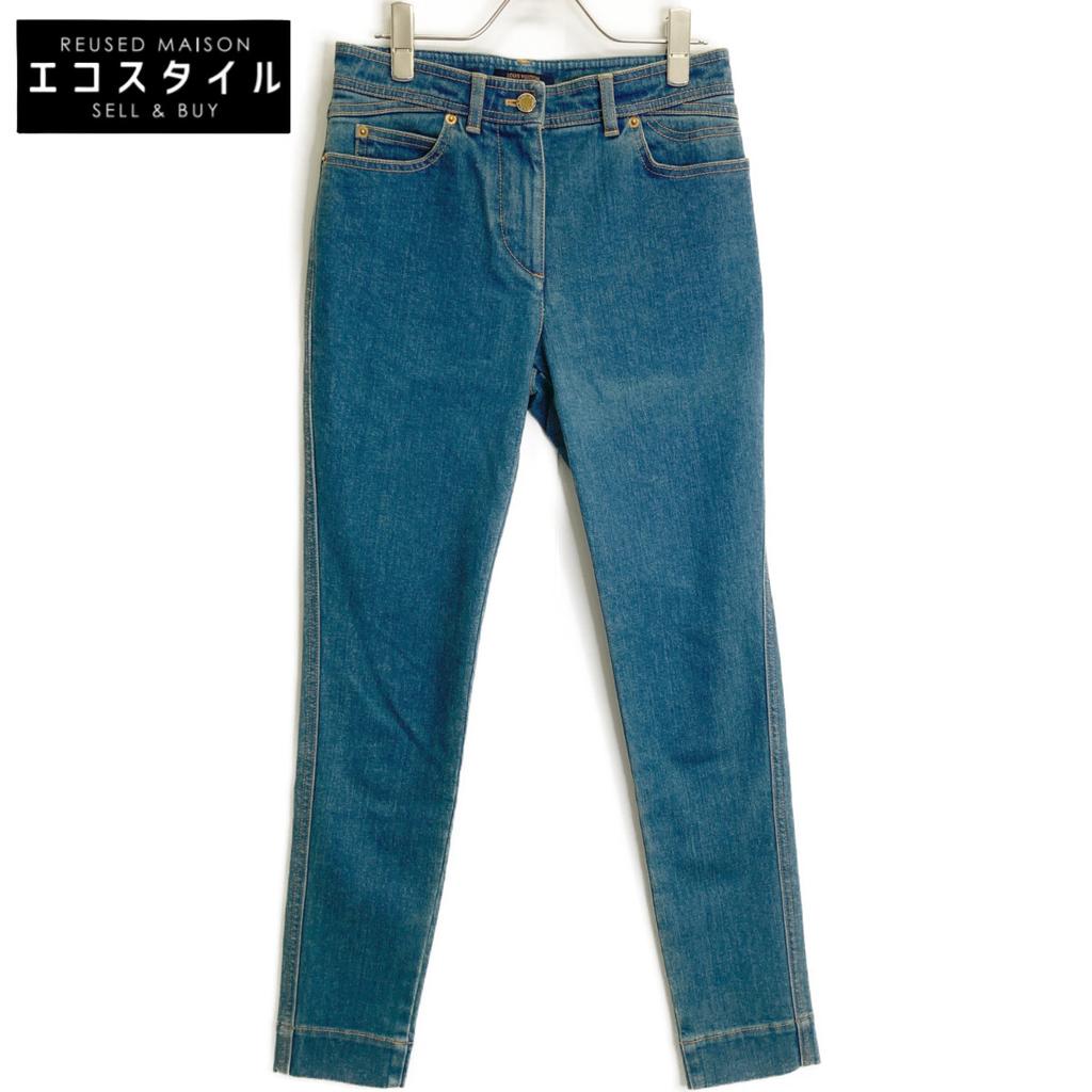 LOUIS VUITTON Domestic regular FGPA23DHM Monogram patch denim pants jeans Bottoms 36 blueUsed
