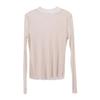 Feiyuan Women's Semi-Sheer Long-Sleeve Top, Solid Color, Versatile Sexy Base Layer, Tummy Concealer, Spring 2026 Arrival