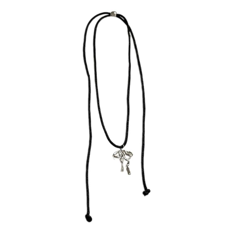 Sophisticated Alloy Butterfly Necklace Stylish Pull String Neckchain Adjustable Rope Chain Choker Stylish Clavicle Chain