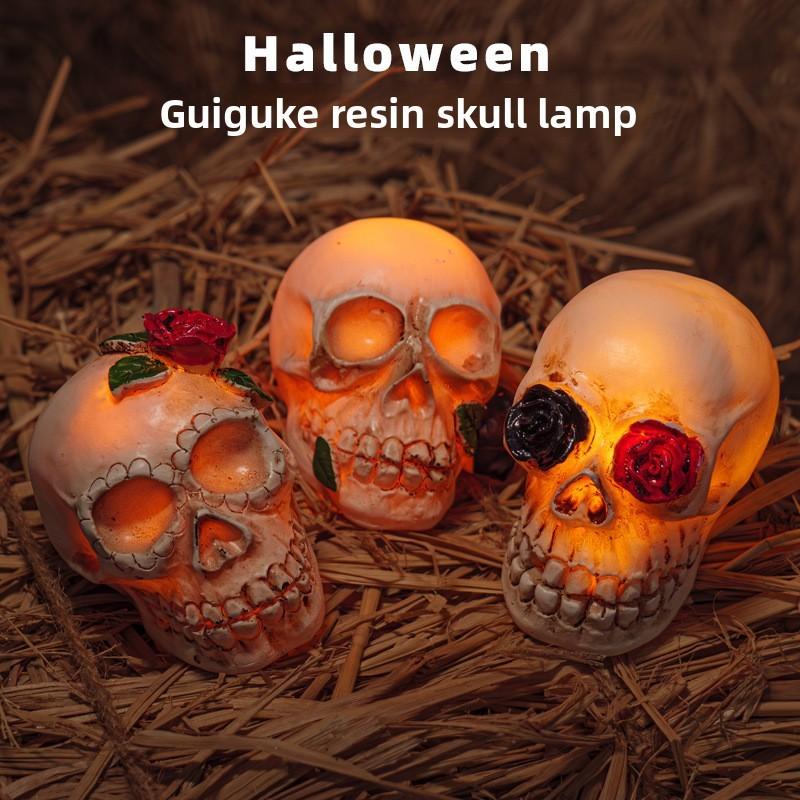 Halloween Rose Skull Model Ornament Small Night Light For Decoration Room