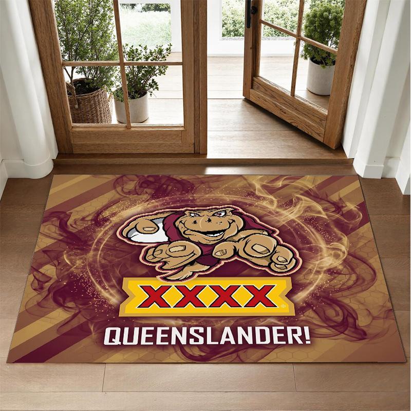 Queensland Maroons Design Crystal Velvet Rug Soft Decorative Mat for Bedroom Entrance