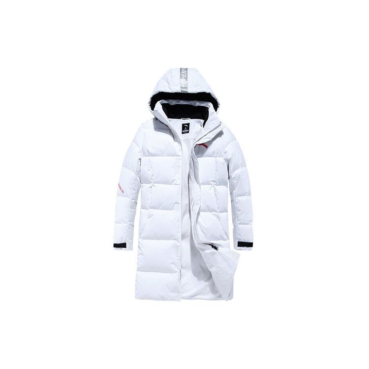 Anta Letter Print Mid-Length Knee-Length Hooded Down Jacket Men Outerwear White 952047952-1