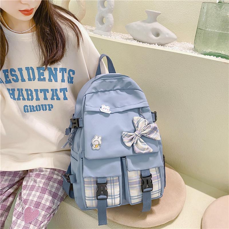 School Bow Backpack With Nylon Material And Zipper Closure For Daily Commute
