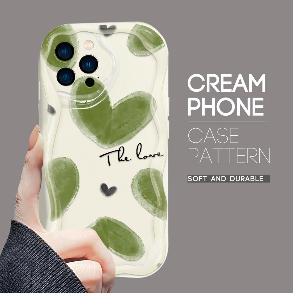 For iPhone 16 15 14 13 12 Samsung S24 S23 S22 A06 A13 A14 A15 A16 A55 Redmi Note 13 12 Love Hear Pattern Soft TPU Shockproof Wave Edge Phone Case