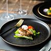 Black Frosted Steak Plate Gold Plated Ceramic Round Western Food Plate Home Cooking Dishes El Restaurant Tableware Kitchen