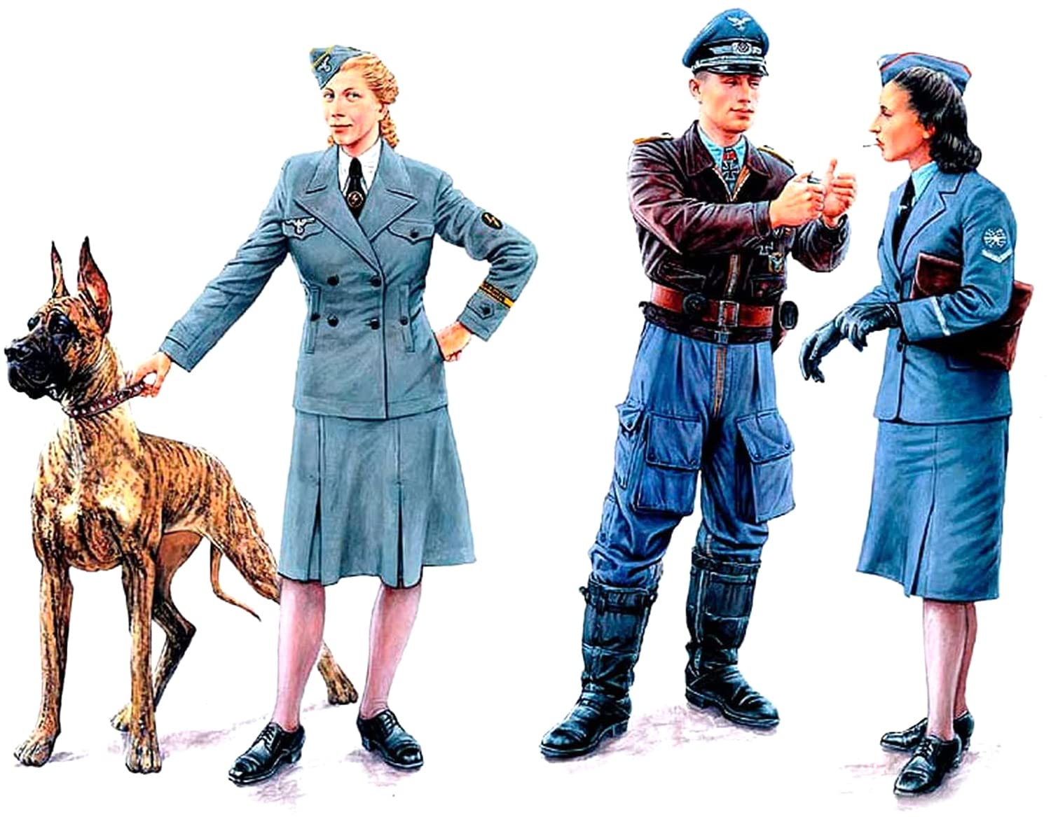 

Master Box German 2 female crew officer and large dog set plastic model MB35057 1/35 assistants, member,
