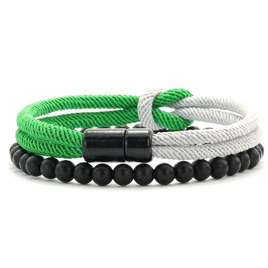 2Pcs Classic Contrasting Color Bracelet Set For Men Grade A 4mm Cord Chain Braslet Ukrainian Flag Element Wrap Braclet Pulseria