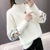 Autumn Winter Woman Sweaters Turtleneck Sweater Female Slim Pullover Jumper Flower Embroidery Knitted Sweater Fashion Casual Top