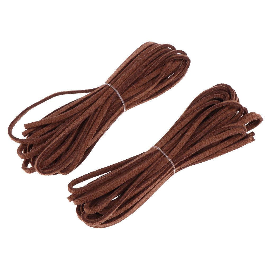 2pcs 3mm Flat Leather Braiding String 5 Yards Dark Brown