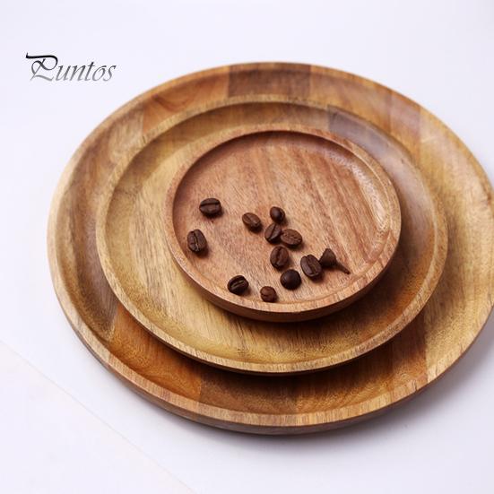 Wooden Cake Platter & Fruit Tray Circular Decorative Coffee Table Tray with Raised Edges Kitchen Serving Platter for Parties