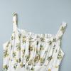 Nuovo Vestito Sottoveste Estivo con Stampa Floreale, Scollo Basso, Vita con Laccio, Spacco Alto, Abito Casual da Festa per Donna
