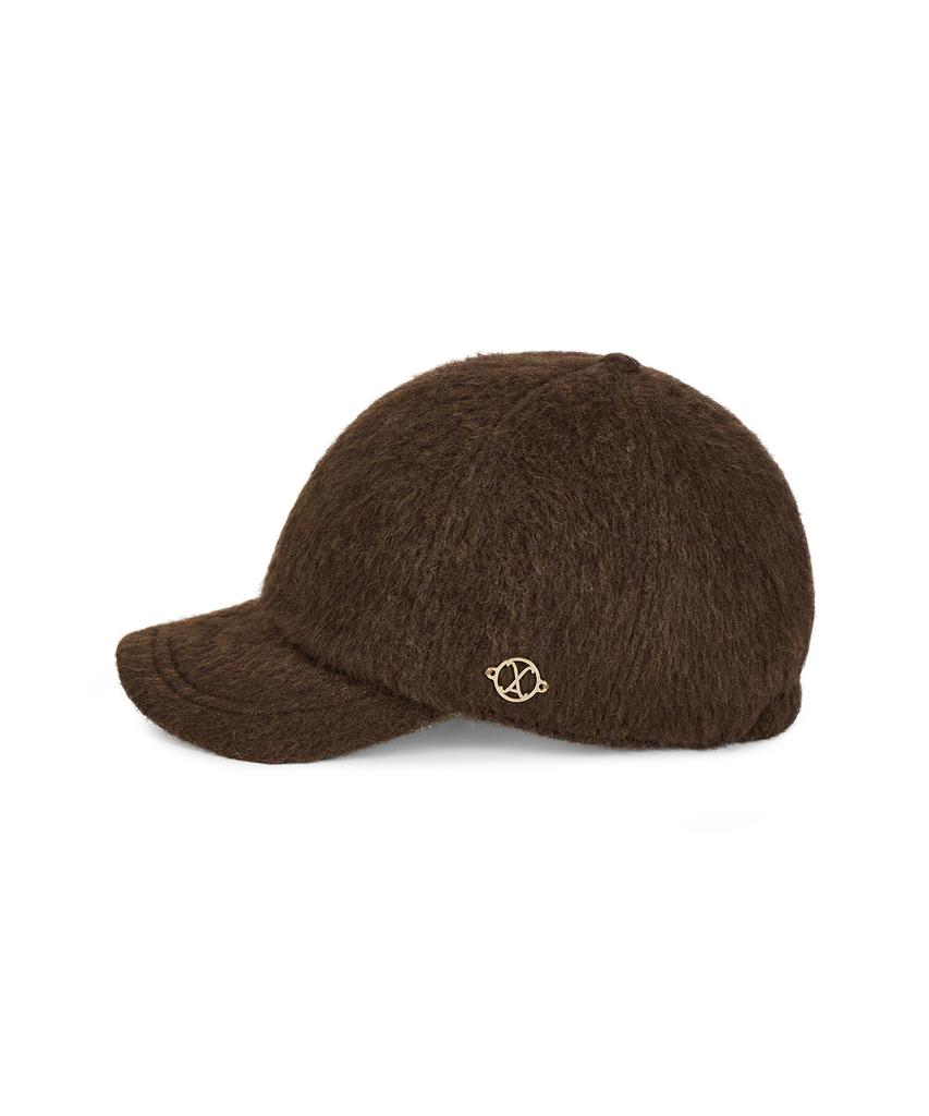 Bajal Va Curved Circle Logo Newsboy Cap Dark Brown