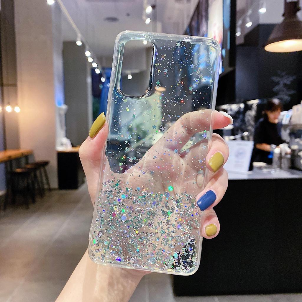 Starry Silver Foil Glitter Phone Case for Samsung A24, S23FE, A41, A55, S10, and A35 - Full Coverage Protection