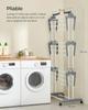 SONGMICS LLR701W01 Portable Clothes Airer with Wheels 4 Levels Foldable 63.5 x 128 x 173 cm, Large Capacity, Easy Assembly, Indoor and Outdoor Use