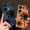 Coconut Tree Print Leather Texture Case For Xiaomi 13T Poco X7 X6 Redmi Note 14 Pro 13 12 11 Matte Shockproof TPU Soft Phone Cover