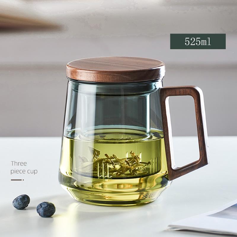 GIANXI Glass Tea Cup With Wood Handle Chinese Heat Resistant Puer Filter Cups High Quality And Convenient Kung Fu Tea Cup Set
