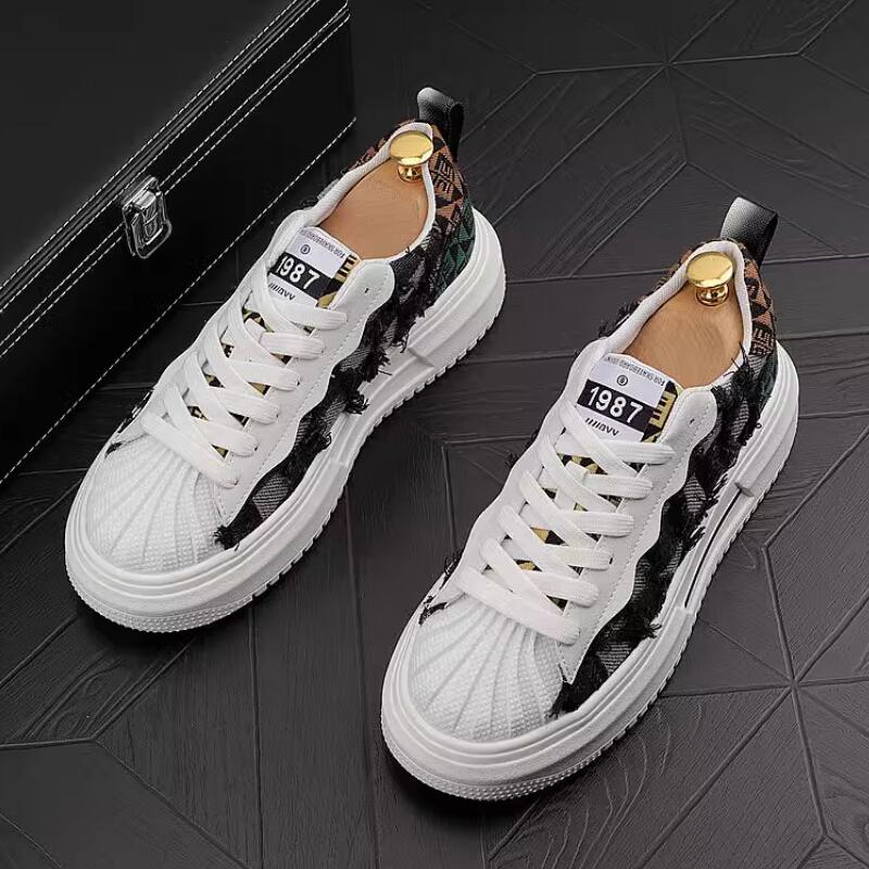 Fashion European men's shoes autumn fashion shoes Breathable match color canvas shoes thick board men's casual shoes