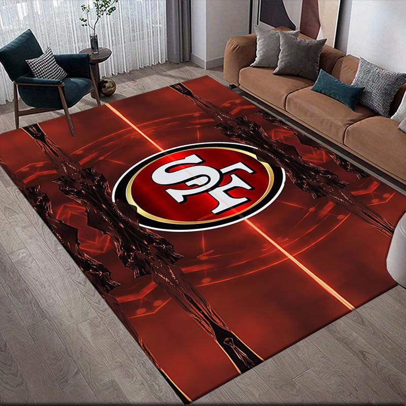 San Francisco 49ers Flanellmuster Quadratischer Teppich, Läufer, Teppich für Wohnzimmer Schlafzimmer Sofa Spielzimmer Dekor, Rutschfeste Fußmatte