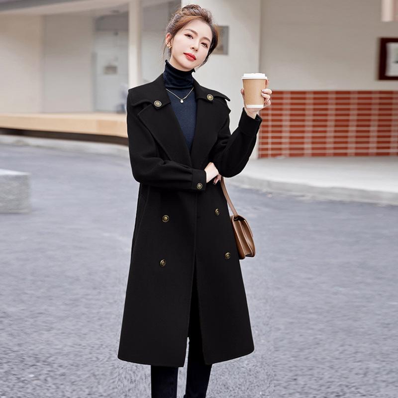 Double-sided wool coat women's long autumn and winter new fashion temperament design hair coat