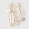 Frühlings-Schlafanzug Body 0-2J Neugeborene Säuglinge Mädchen Baumwolle Strampler Baby Langarm Rüschenkragen Blumenmuster Einteiler Overall