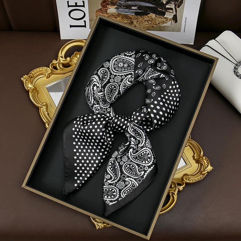 New Fashion 70X70Cmprinted Women'S Scarf Pashmina Silk Scarf Square Shawl Decorative Headband Neck Luxury Design Bandana