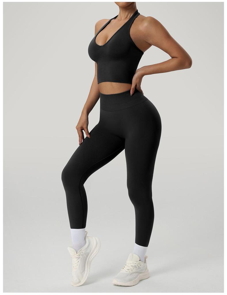 Women's High-Impact Seamless Halter Neck Sports Bra
