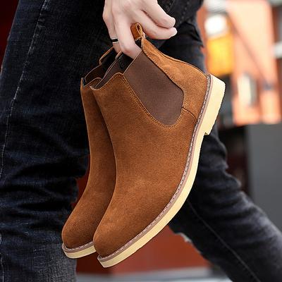 New Men's Shoes Chelsea Boots Men's Slip-on Hipster Boots Big Size Flip Fur Ankle Boots Men's Leather Suede Boots Men's