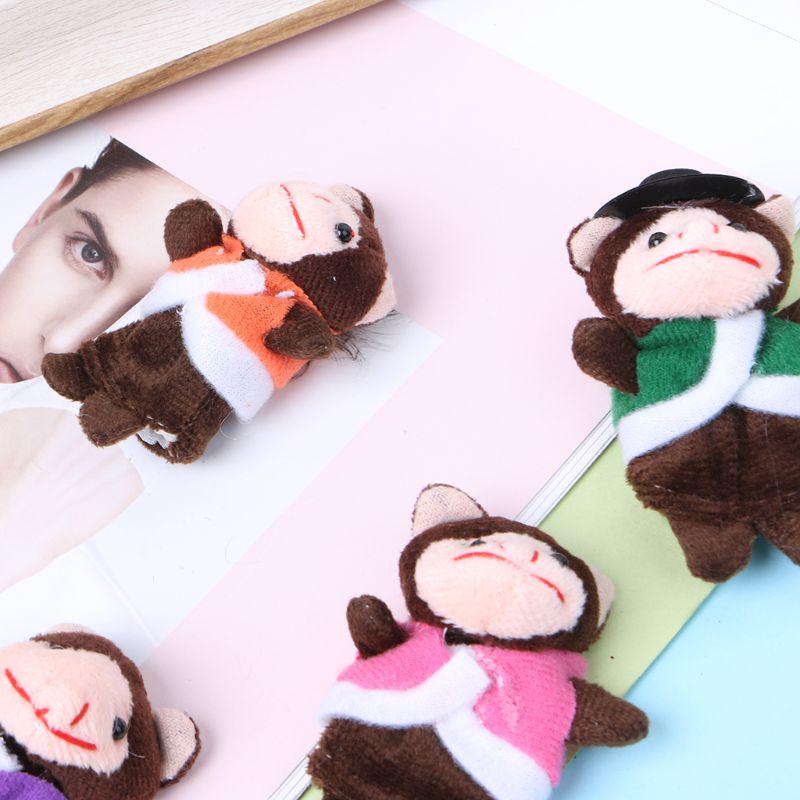 7Pcs Cartoon Animal Monkey Dolls Finger Puppets Set Mini Plush Baby Boys Girls Story Telling Hand