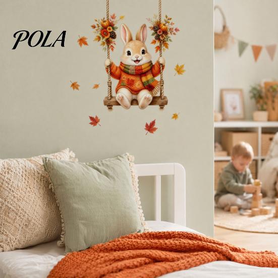 Cute Animal Stickers for Kids Thanksgiving Fall Wall Stickers, Cartoon Rabbit Squirrel Pumpkin Maple Leaf Decals Environmentally Friendly Art Bedroom