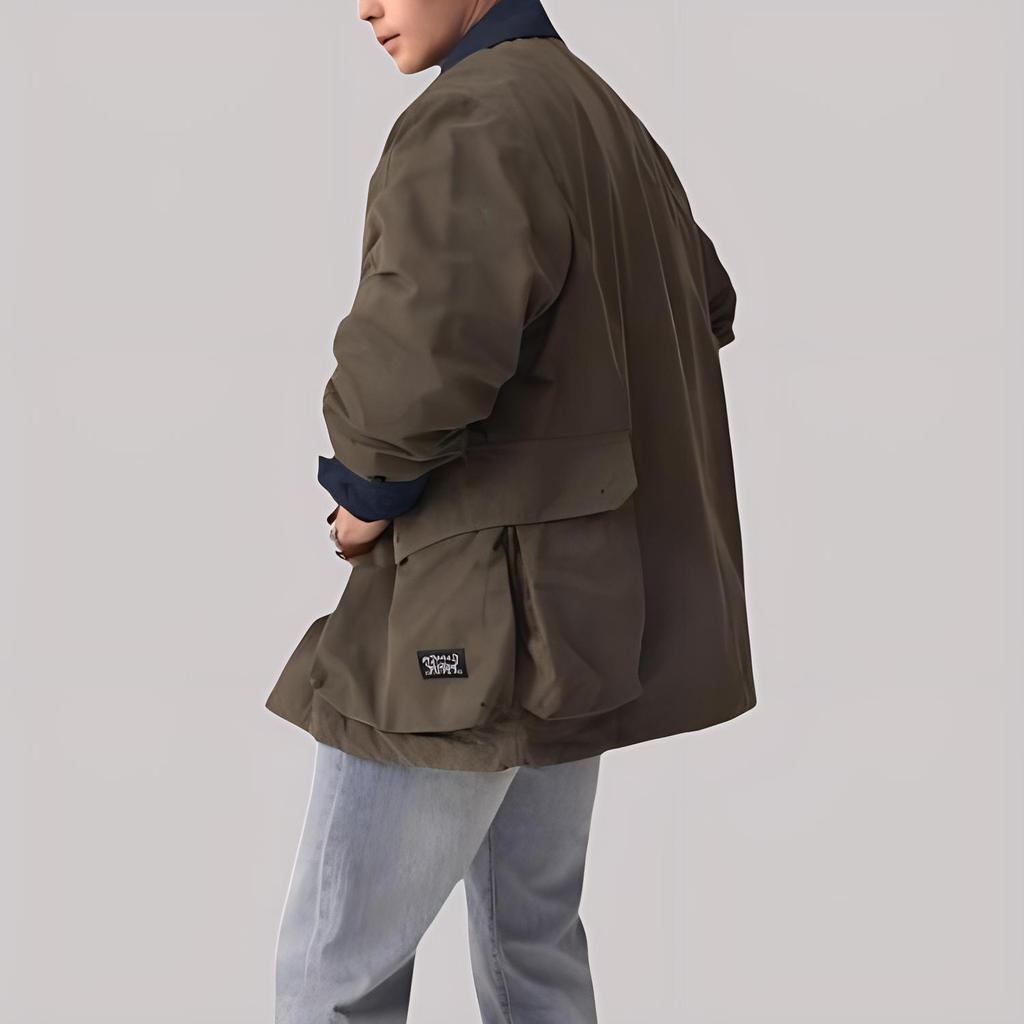 Levis Loose Comfortable Simple Color Block Collar Long Sleeve Work Jacket Men Jacket Green 003MN-0002