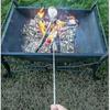 Grill Stick Wooden Handle Set 8 Skewers Retractable Fork Grill Tools
