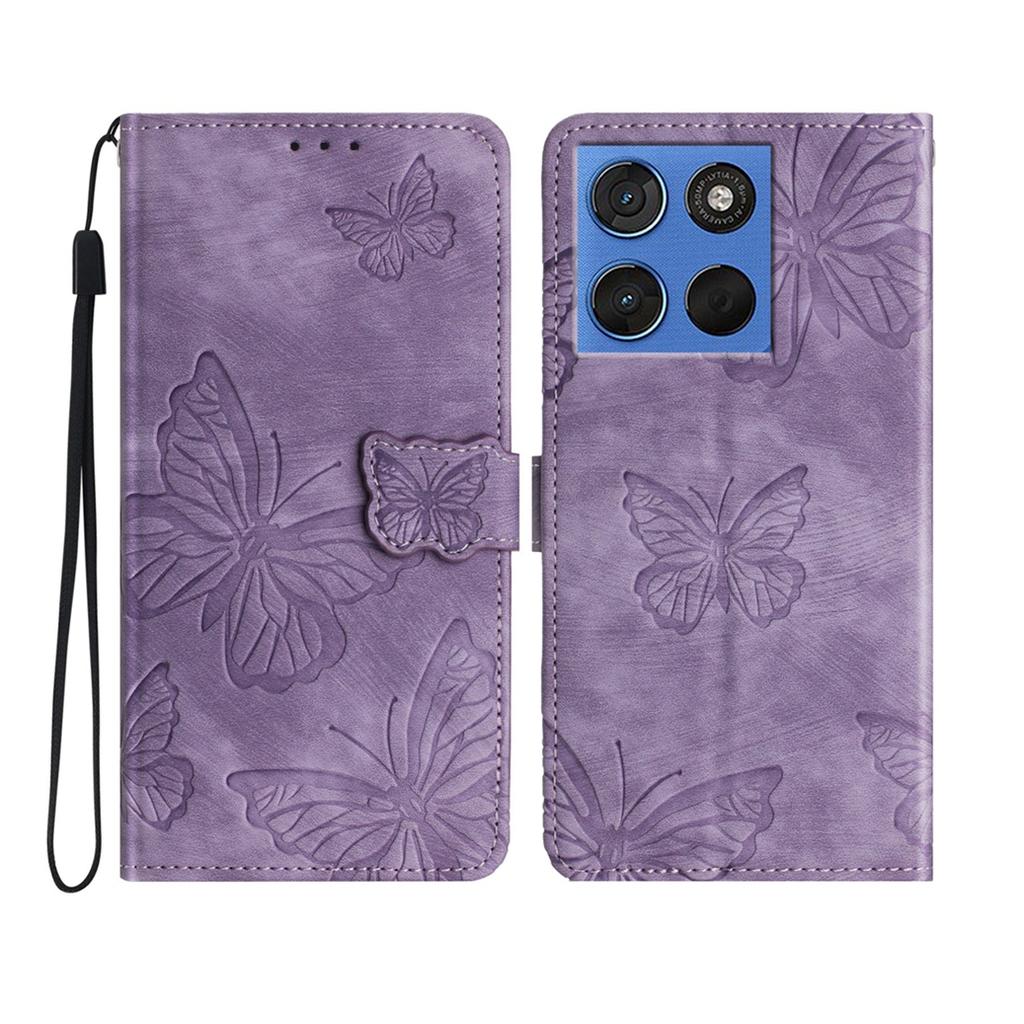 For Motorola Moto G57 5G Case Butterfly Design Flip Wallet Leather Phone Cover Skin-Touch