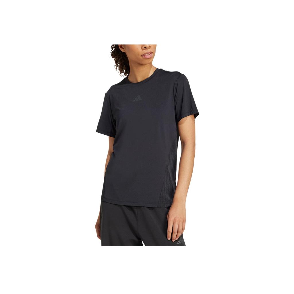 Adidas Intensity Quick-Dry Cool Breathable Sports Fitness Crew Neck Short Sleeve T-Shirt Women T-Shirts Black JZ6281
