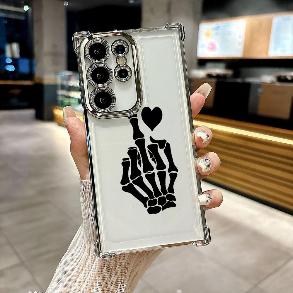 

Skull Skeleton Bone Funda For Samsung S26Ultra Phone Case For Galaxy S25 FE S26 S24 S23 S22 S21 Ultra S20 Plus S25FE Clear Cover Galaxy S20 FE